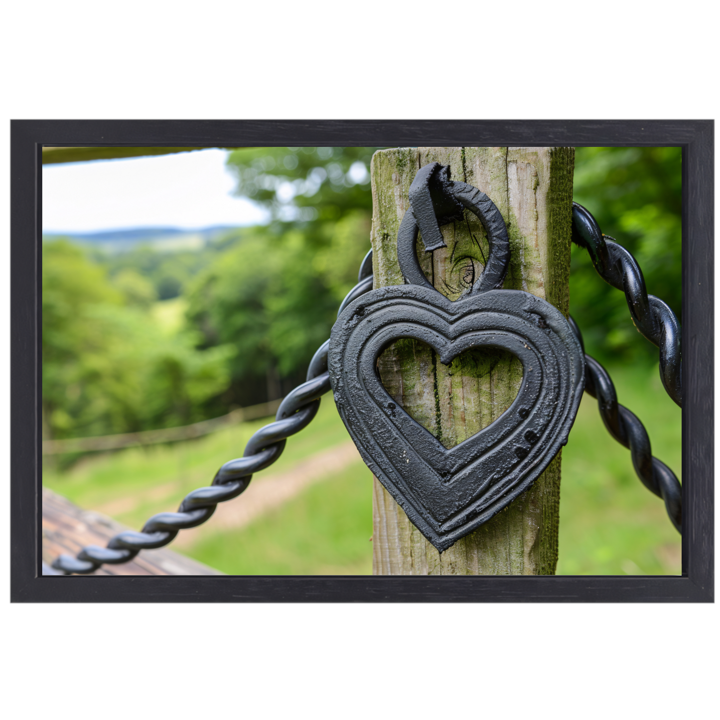 Zwart Houten Hart canvas met baklijst