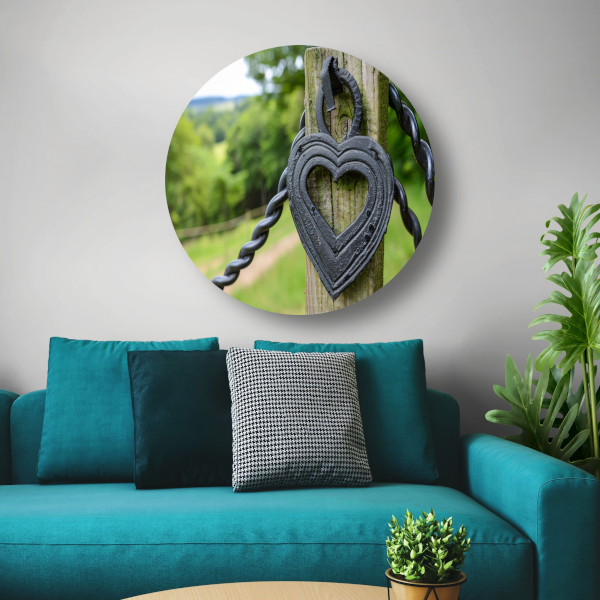 Zwart Houten Hart aluminium muurcirkel