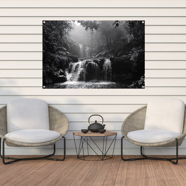 Klassieke Zwart-Wit Waterval tuinposter
