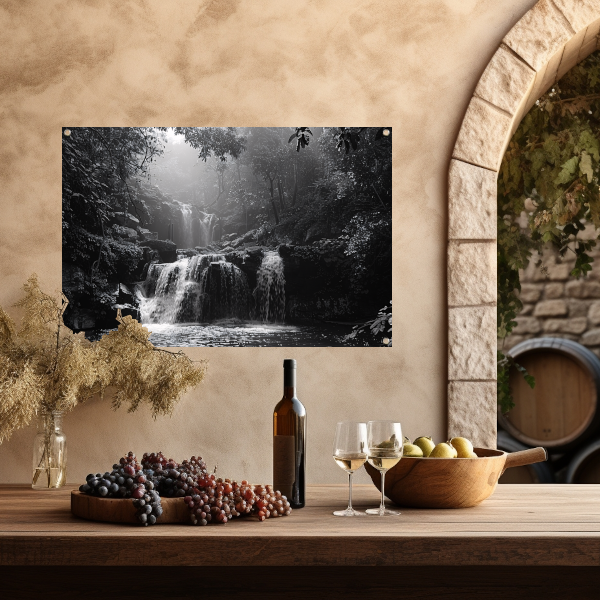 Klassieke Zwart-Wit Waterval tuinposter