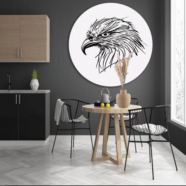 Minimale zwarte lijn adelaar illustratie aluminium muurcirkel