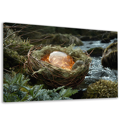 Vogelnest met glasbal in slaapkamer canvas