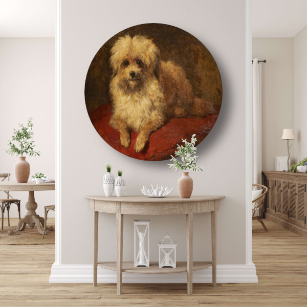 Liggend hondje - Henriëtte Ronner-Knip aluminium muurcirkel