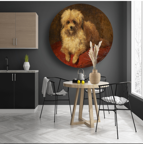 Liggend hondje - Henriëtte Ronner-Knip aluminium muurcirkel