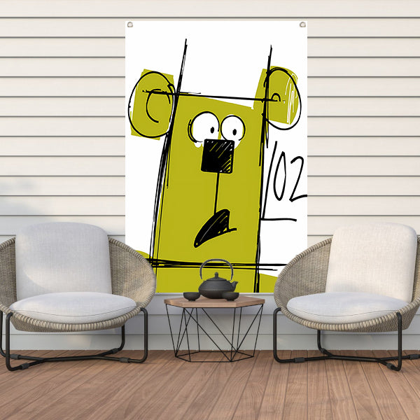 Abstracte beer met cijfers tuinposter