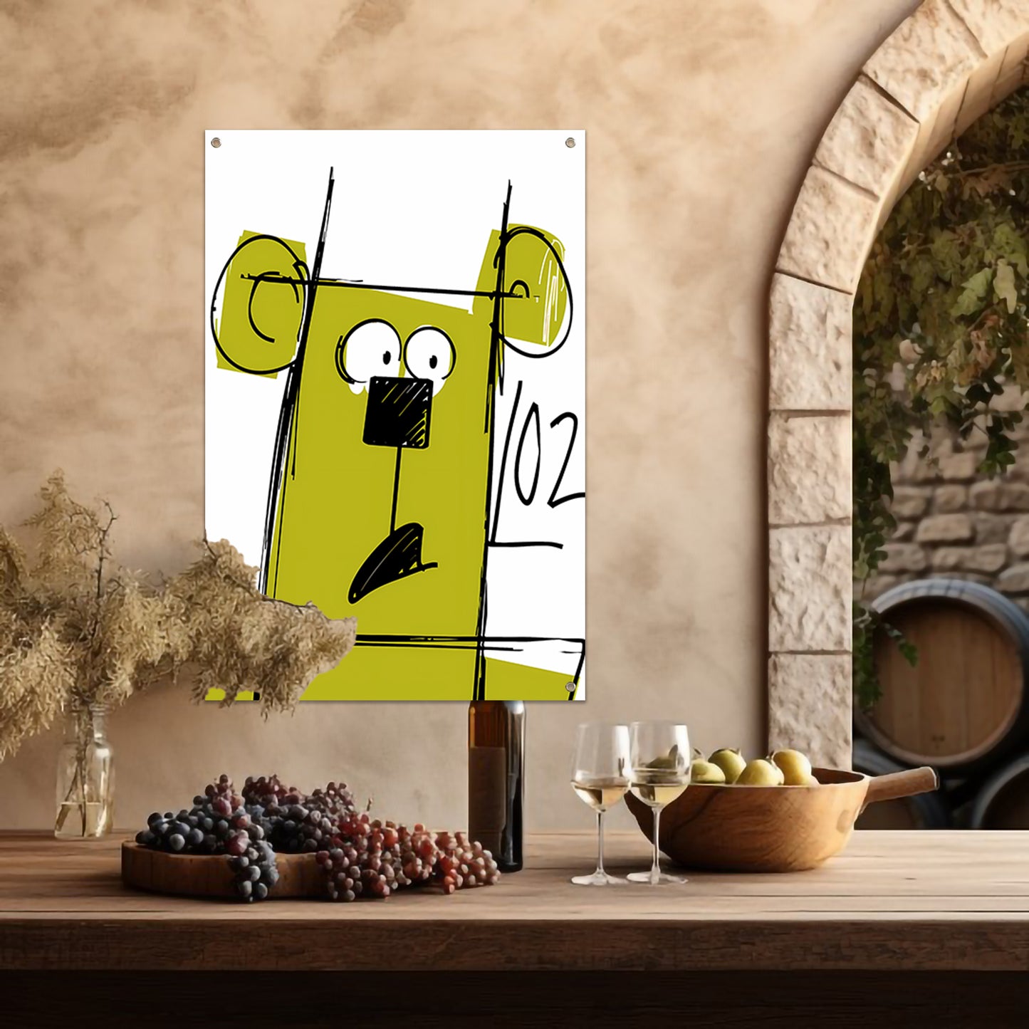 Abstracte beer met cijfers tuinposter