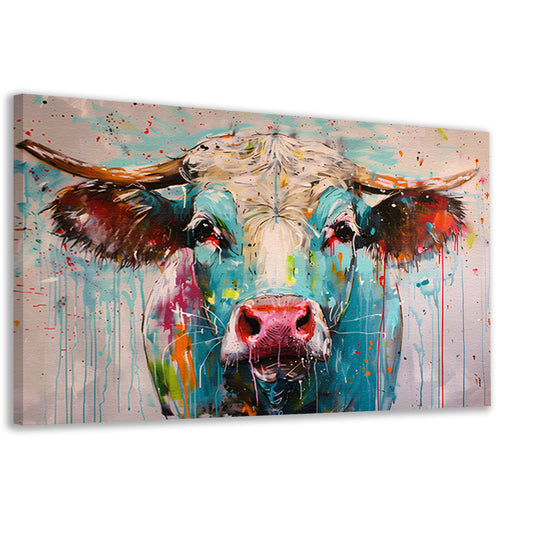 Abstracte kleurrijke koe schilderij op canvas canvas