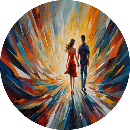 In de Vortex van Kleur en Licht aluminium muurcirkel