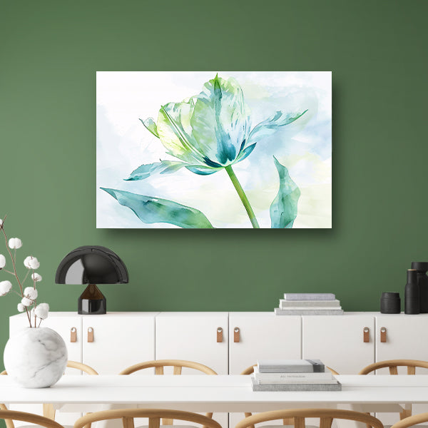 Abstracte aquarel van groene tulp bladeren poster