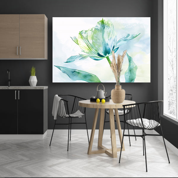 Abstracte aquarel van groene tulp bladeren poster
