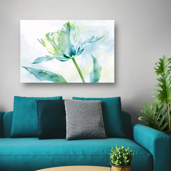 Abstracte aquarel van groene tulp bladeren poster