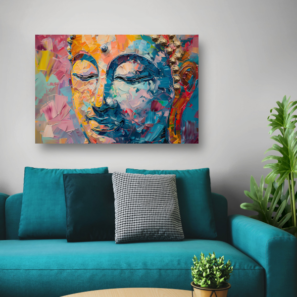 Expressieve abstracte compositie in levendige olieverf poster