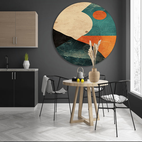 Abstracte Compositie met Kleurrijke Vormen aluminium muurcirkel