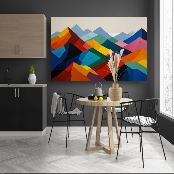 Dynamisch Kleurenspectrum van Abstracte Bergen poster