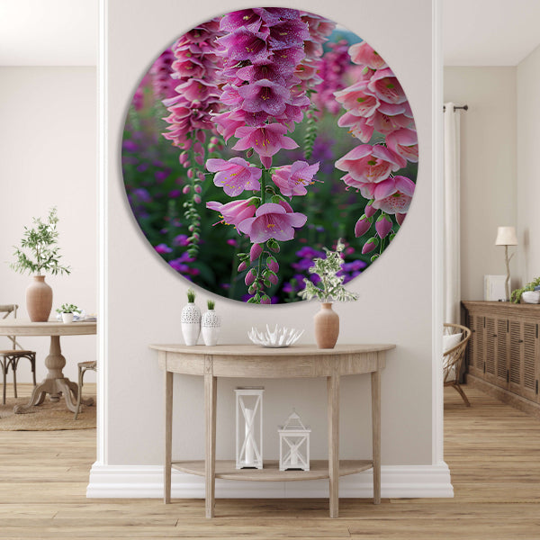 Close-up van Roze Bloemen met Dauwdruppels forex muurcirkel
