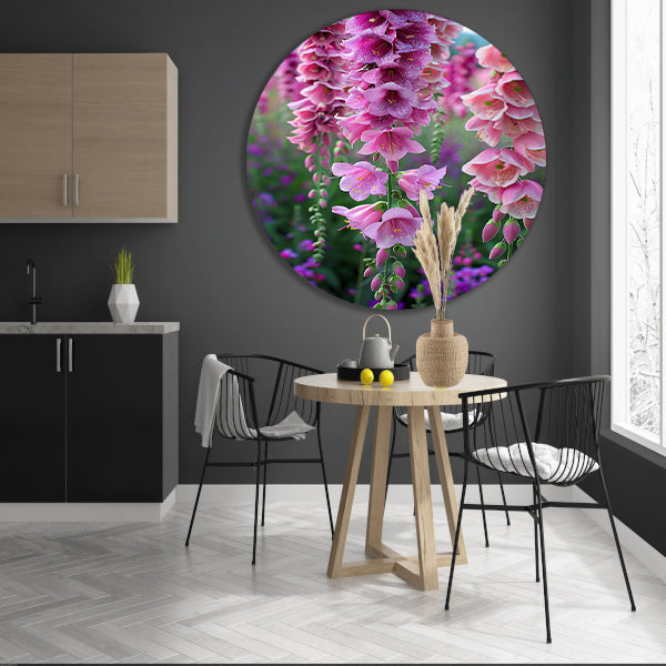 Close-up van Roze Bloemen met Dauwdruppels forex muurcirkel