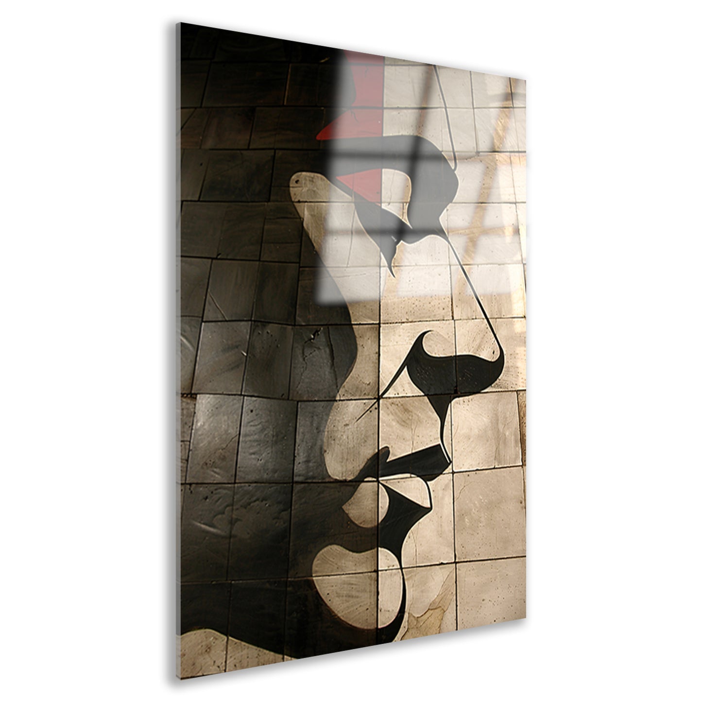 Abstract portret op moderne tegelmuur acrylglas