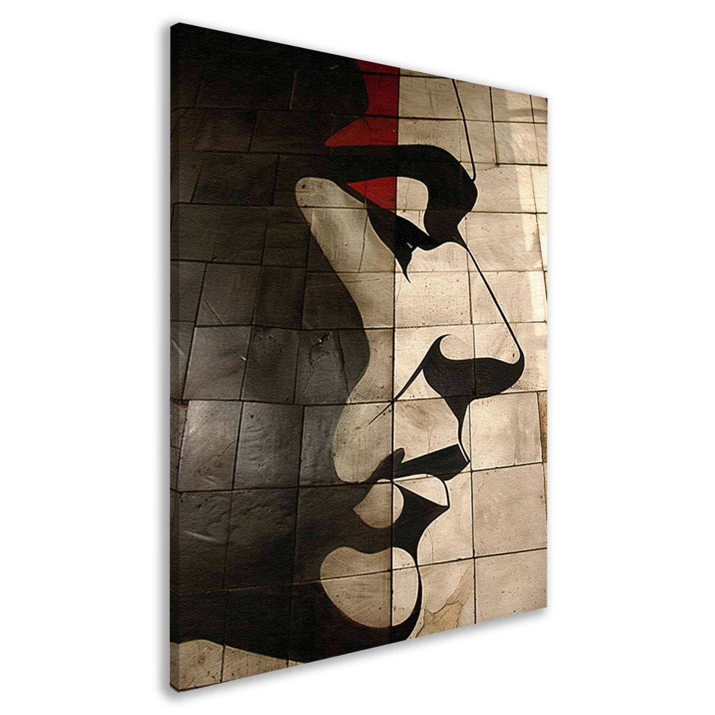 Abstract portret op moderne tegelmuur canvas