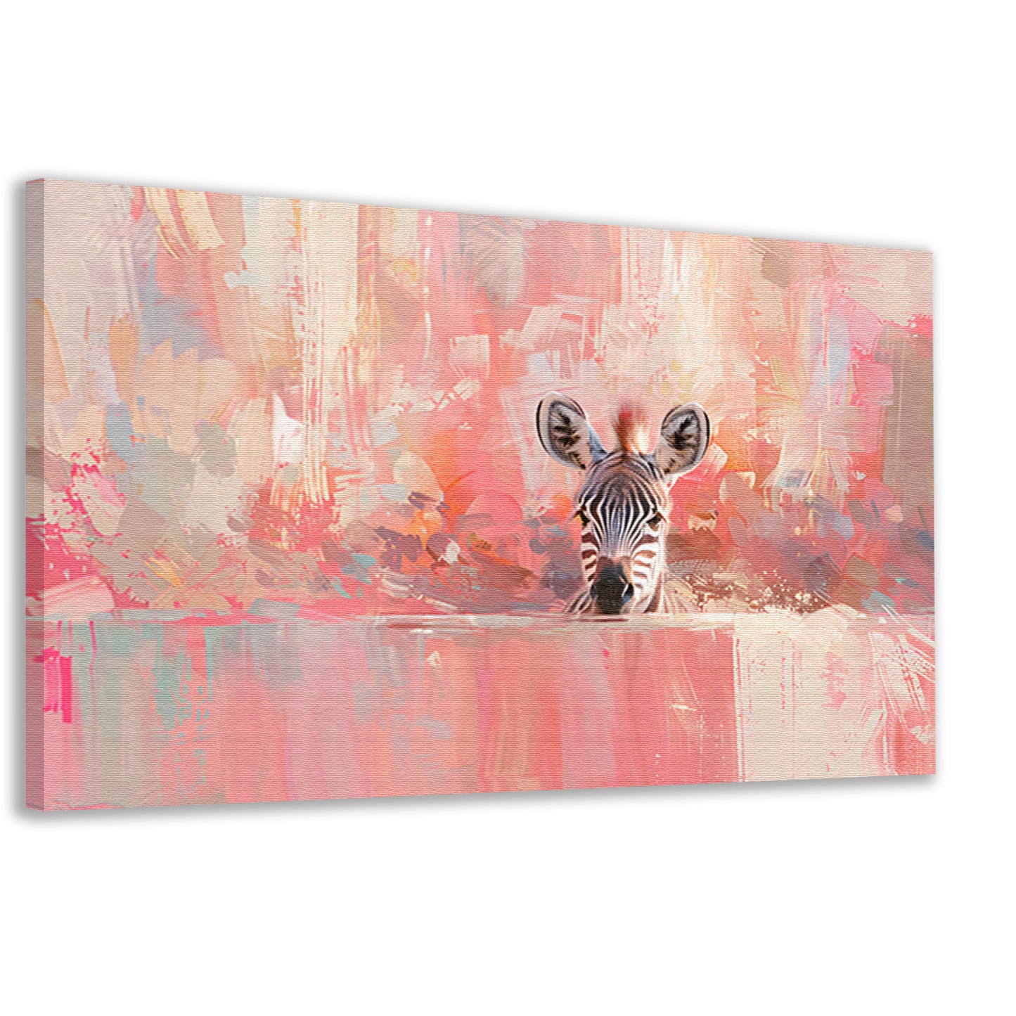 Zebra in kleurrijke abstracte kunstomgeving canvas