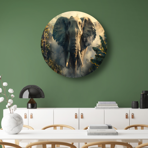 Majestueuze olifant in mistige ochtend forex muurcirkel