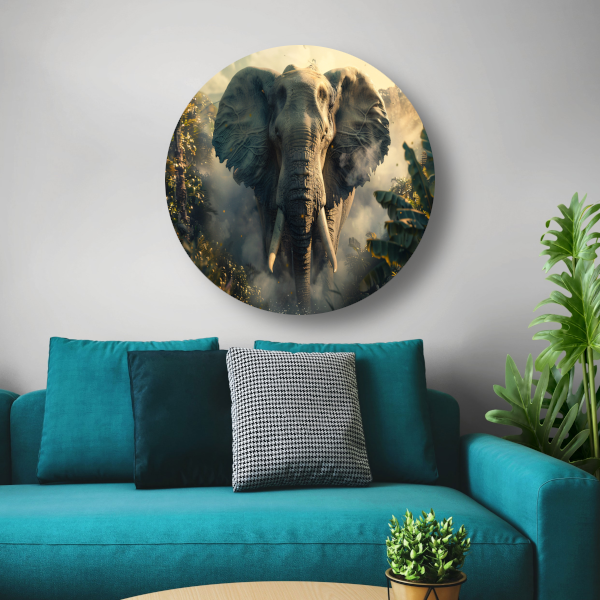 Majestueuze olifant in mistige ochtend forex muurcirkel