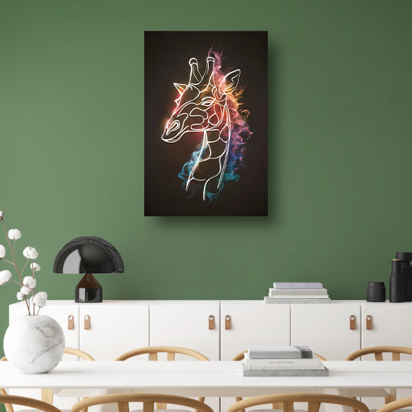 Giraffe Omhuld door Abstracte Kleurrijke Nevel canvas