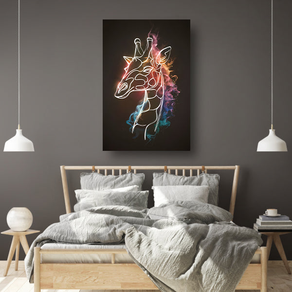 Giraffe Omhuld door Abstracte Kleurrijke Nevel canvas