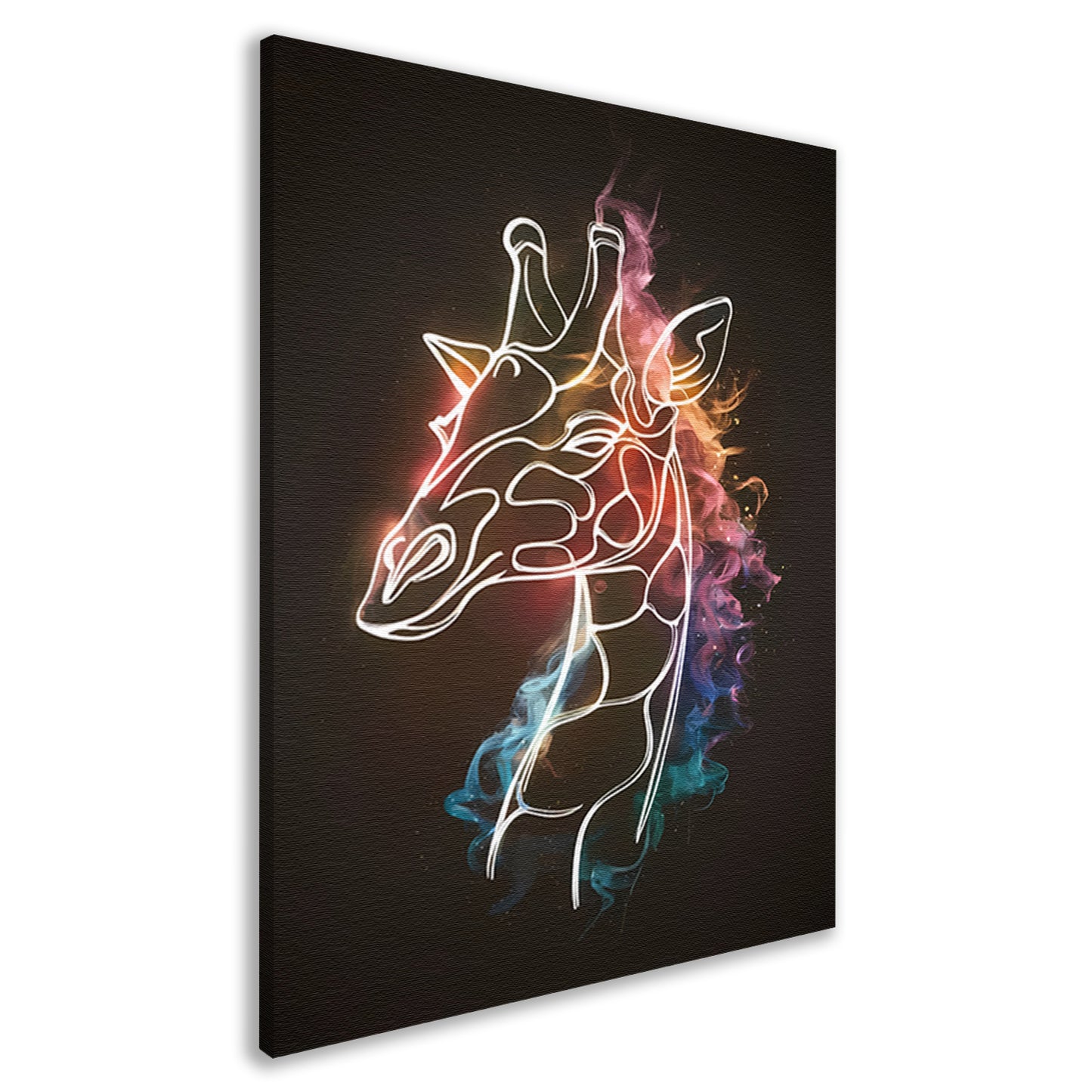 Giraffe Omhuld door Abstracte Kleurrijke Nevel canvas