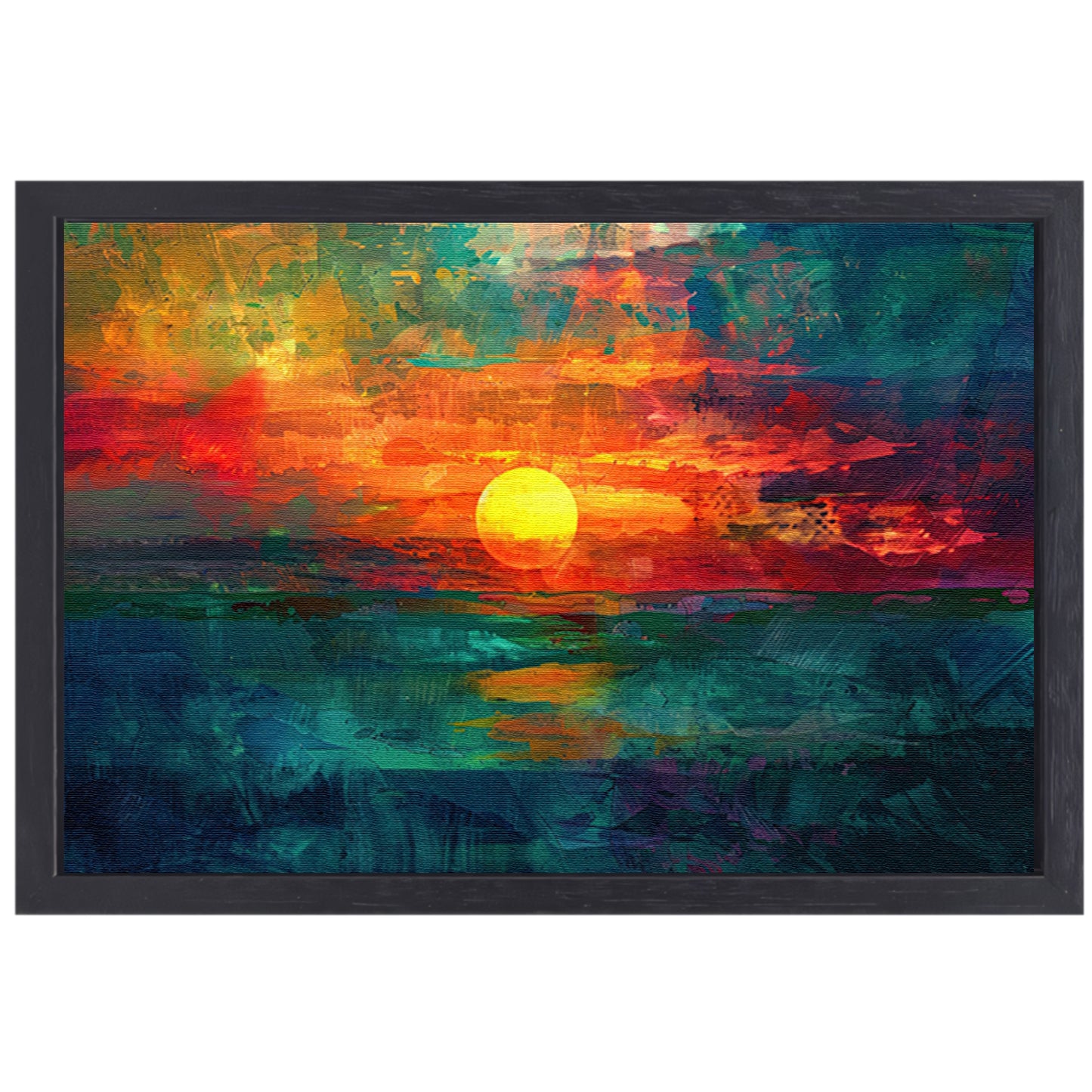 Kleurrijke digitale zonsondergang schilderij canvas met baklijst