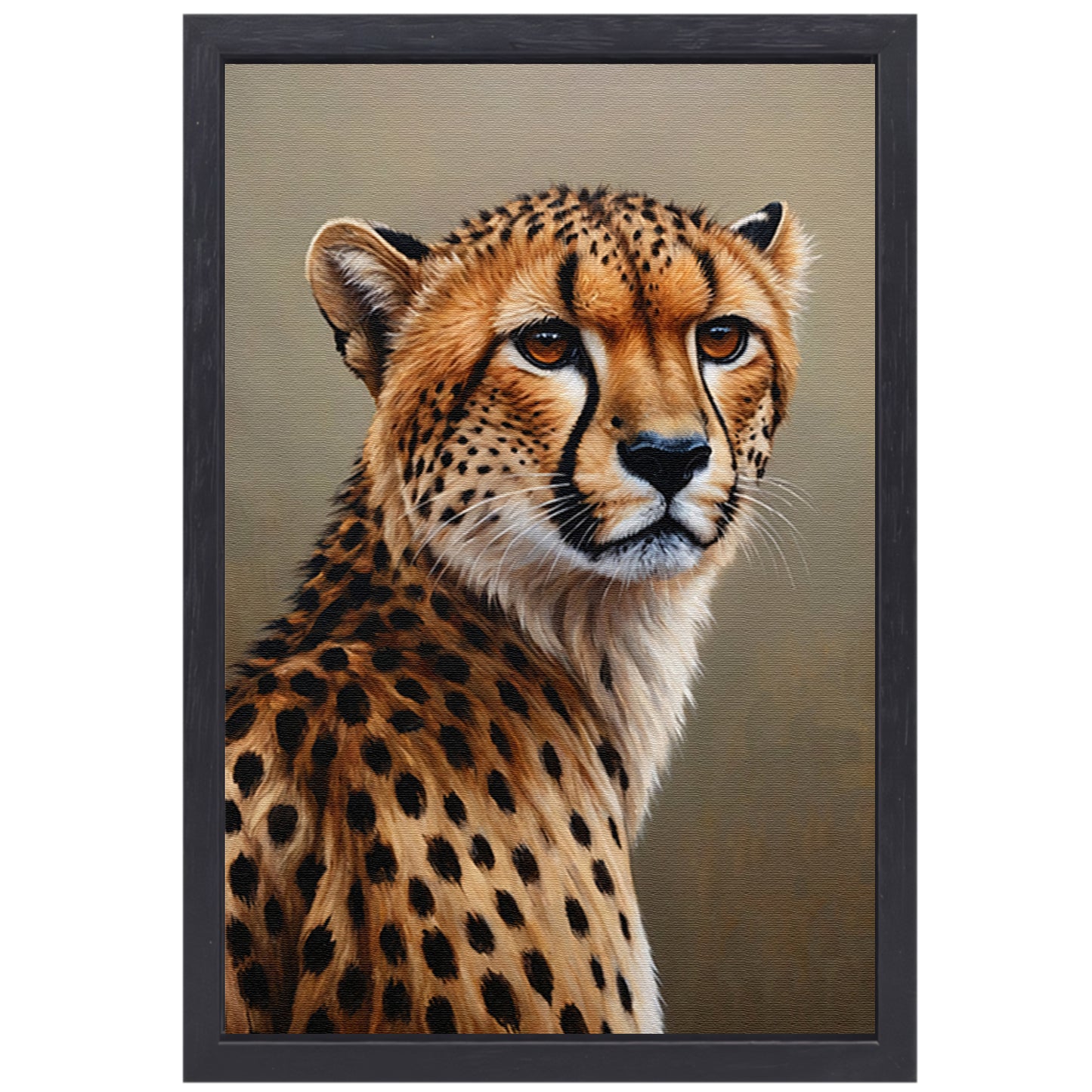 Hyperrealistisch Olieverf Cheetah Portret canvas met baklijst