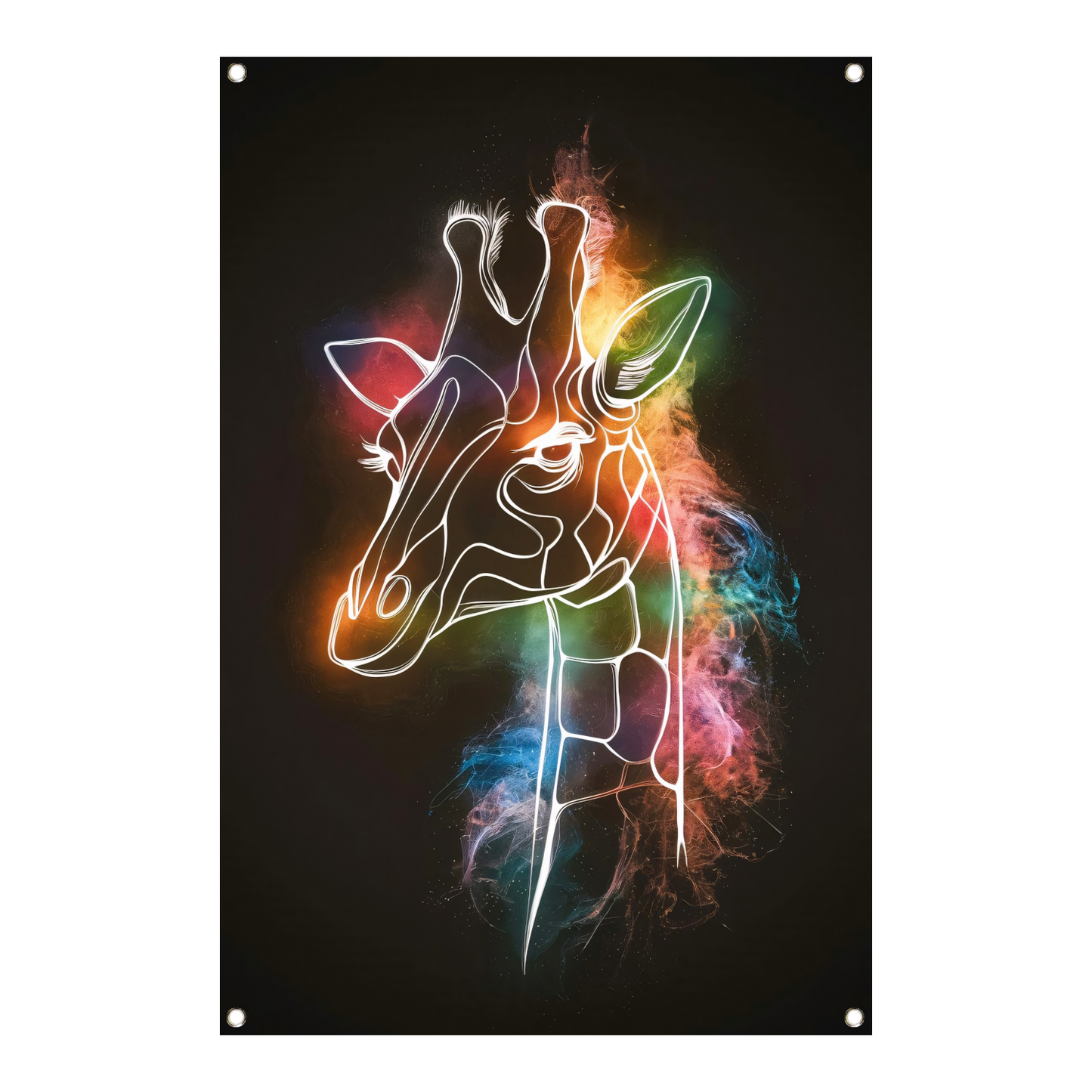Abstracte Nevelige Kleurrijke Giraffe Lijnkunst tuinposter
