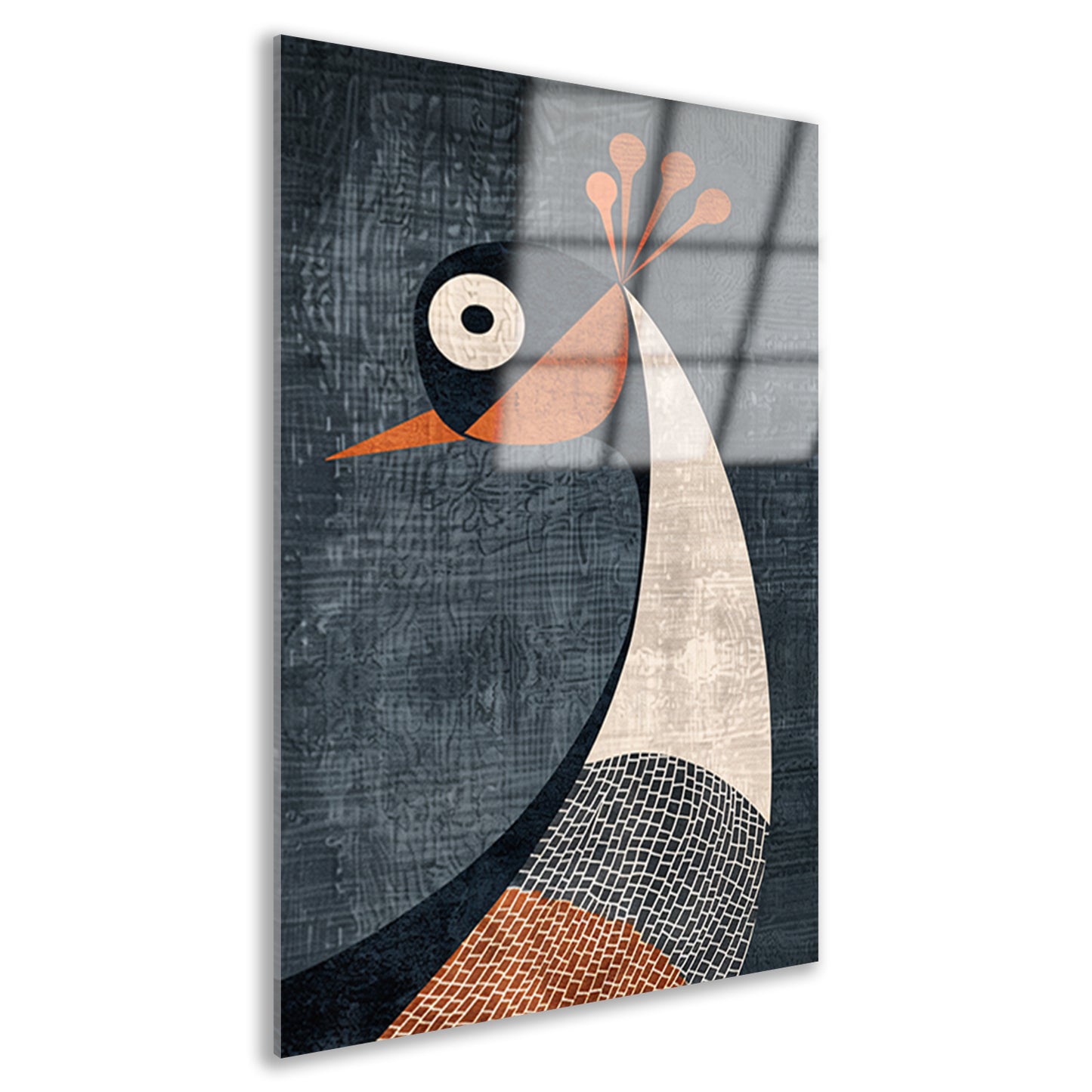 Geometrische minimalistische vogelillustratie in kleur acrylglas