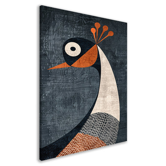 Geometrische minimalistische vogelillustratie in kleur canvas