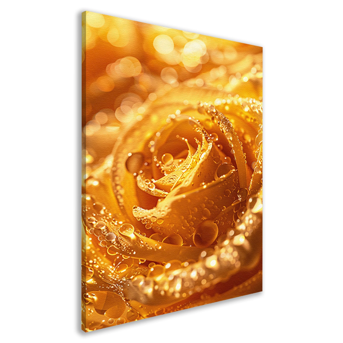 Gouden Roos Versierd met Fonkelende Waterdruppels canvas