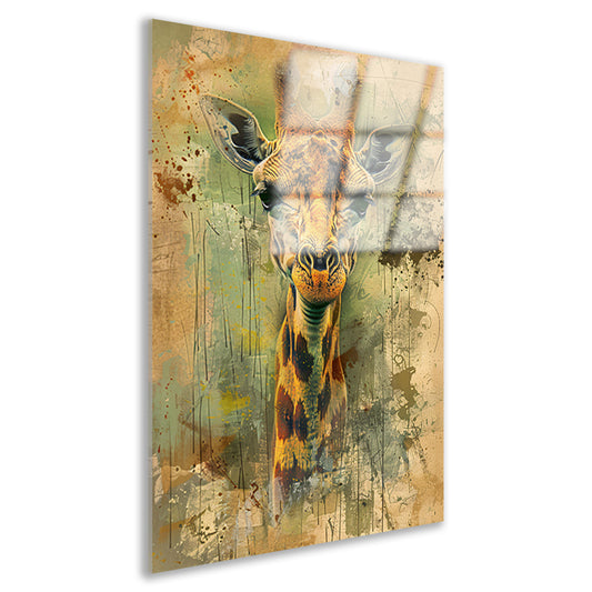 Abstract giraffe portret op rustieke achtergrond acrylglas
