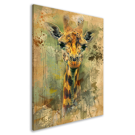 Abstract giraffe portret op rustieke achtergrond canvas