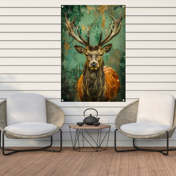 Hert met kleurrijke abstracte achtergrond tuinposter
