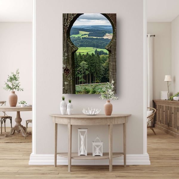 Sleutelgat naar een weelderig landschap poster
