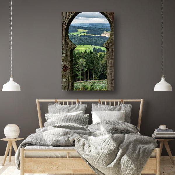Sleutelgat naar een weelderig landschap poster