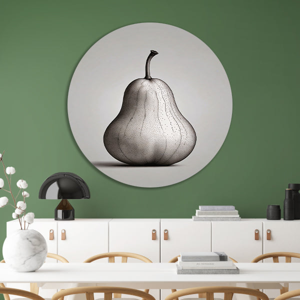 Minimalistische Peer in Zwart en Wit aluminium muurcirkel