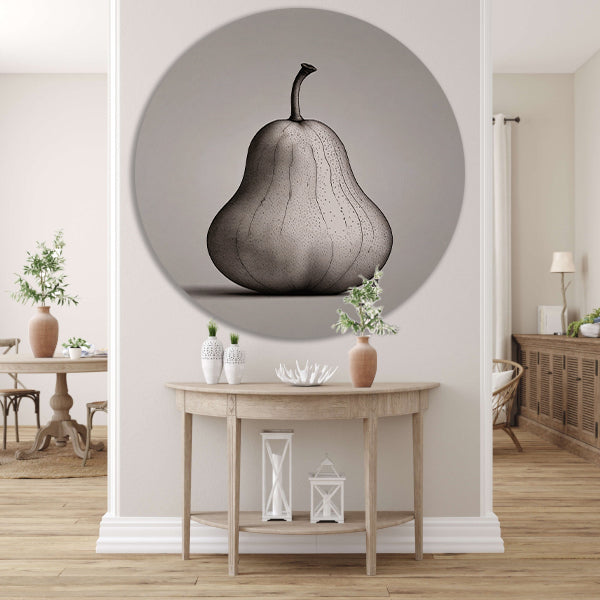 Minimalistische Peer in Zwart en Wit aluminium muurcirkel