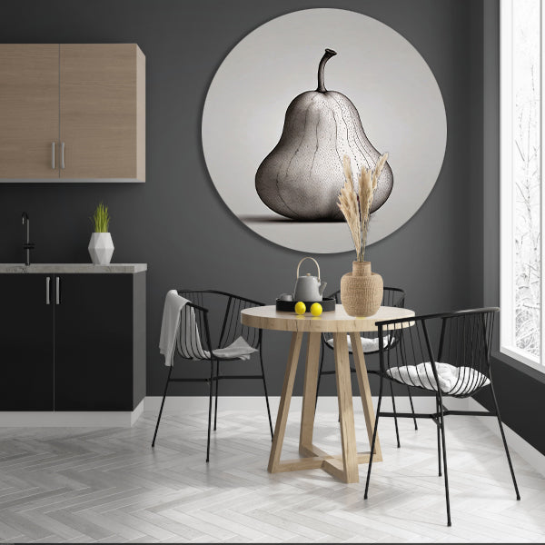 Minimalistische Peer in Zwart en Wit aluminium muurcirkel