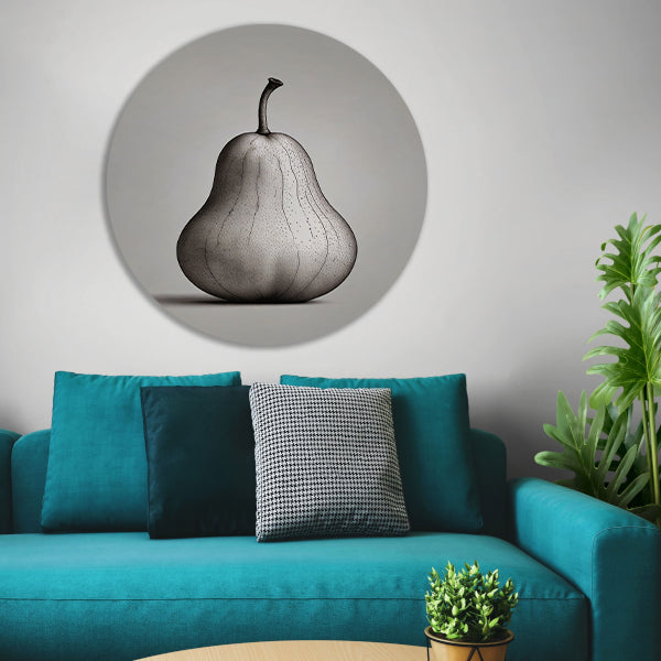 Minimalistische Peer in Zwart en Wit aluminium muurcirkel