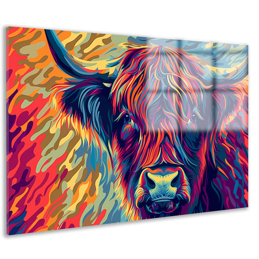 Kleurrijk schilderij van Schotse hooglander acrylglas