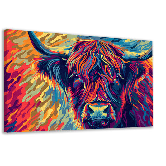 Kleurrijk schilderij van Schotse hooglander canvas