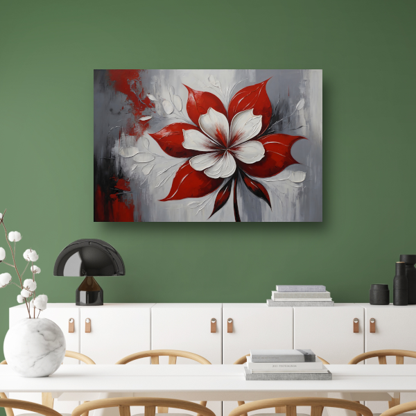 Contrastrijke Abstractie van Rode Bloei canvas met baklijst