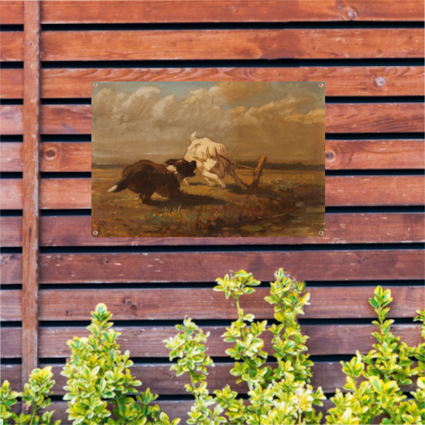 Geiten en Hond Vechtend - Henriëtte Ronner-Knip tuinposter