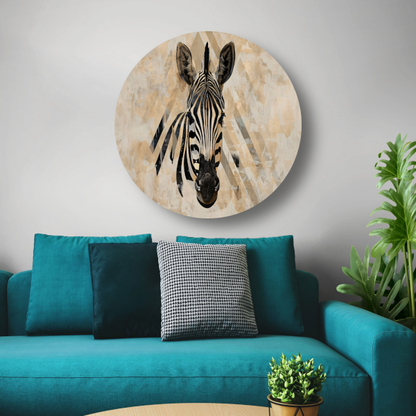 Abstracte Zebra in Geometrische Harmonie forex muurcirkel