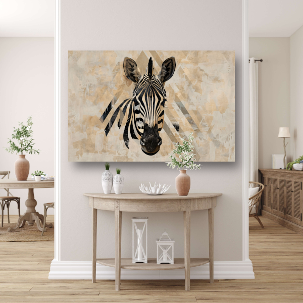Abstracte Zebra in Geometrische Harmonie canvas