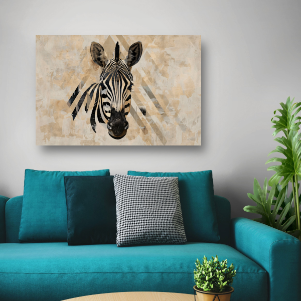 Abstracte Zebra in Geometrische Harmonie canvas